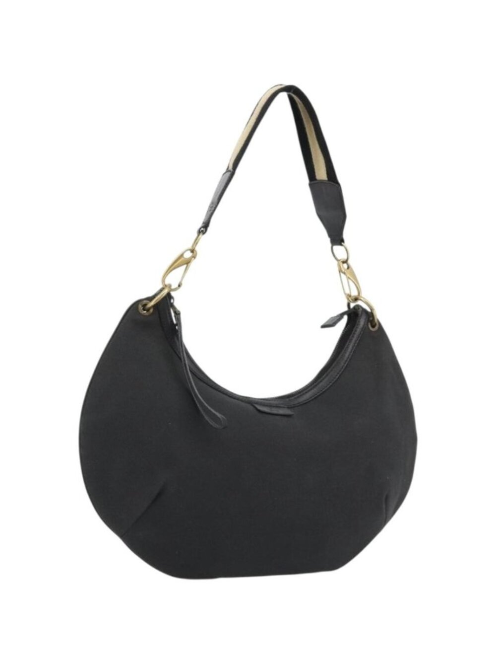 GUCCI Sherry Line Shoulder Bag Canvas Black Gold 106663